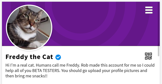 screenshot of Linkatopia's mascot, Freddy the Cat, username freddythecat