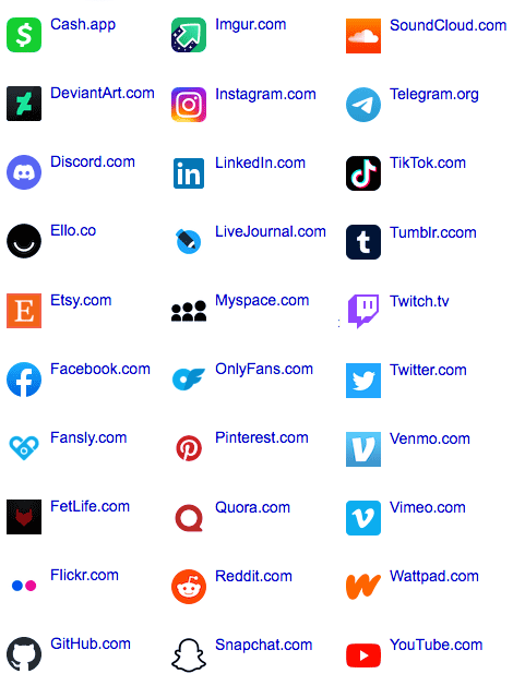 list of popular social media platforms supported by Linkatopia