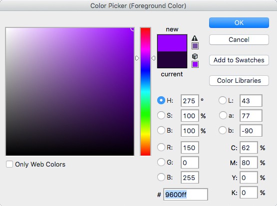 screenshot of the Adobe Photoshop CS6 color picker
